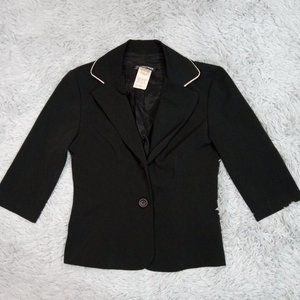 Vintage Jodi Kristopher Womens Blazer Black‎ Suit Jacket Single Breasted 1/2